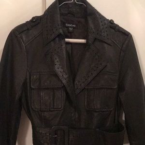 COPY - Bebe black leather trench coat